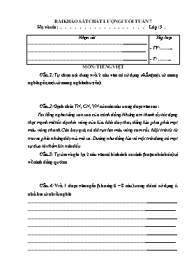 Đề khảo sát chất lượng cuối tuần 7 Tiếng việt, Toán lớp 4, 5